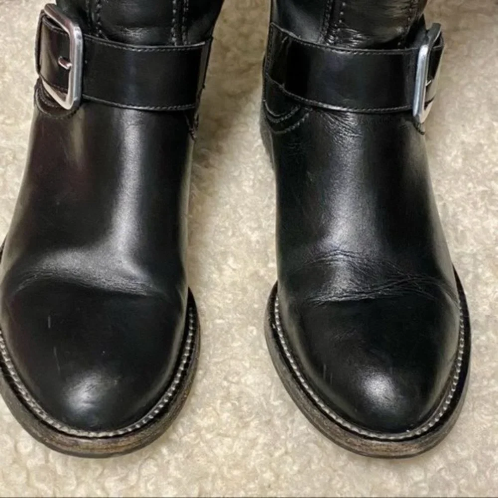 Cole Haan blk leather riding‎ boots w/ vibram soles